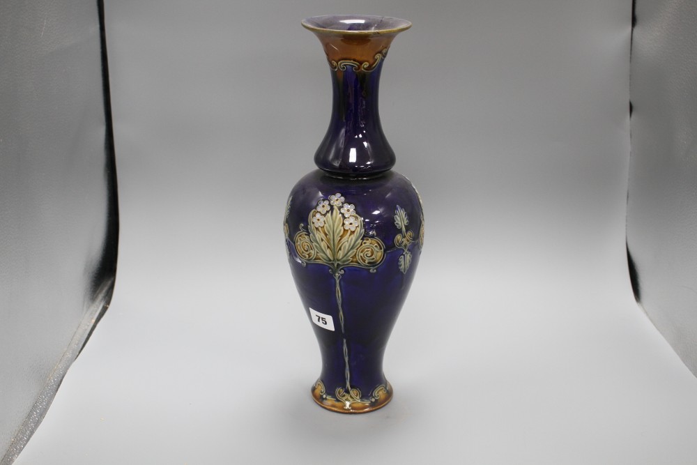 A Royal Doulton stoneware baluster vase, with floral decoration, height 42cm